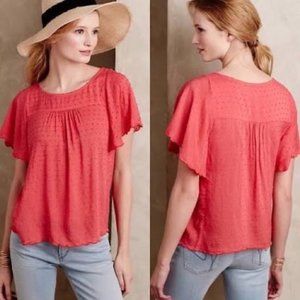 Maeve: Hot Pink Swiss Dot Cap Sleeve Top
